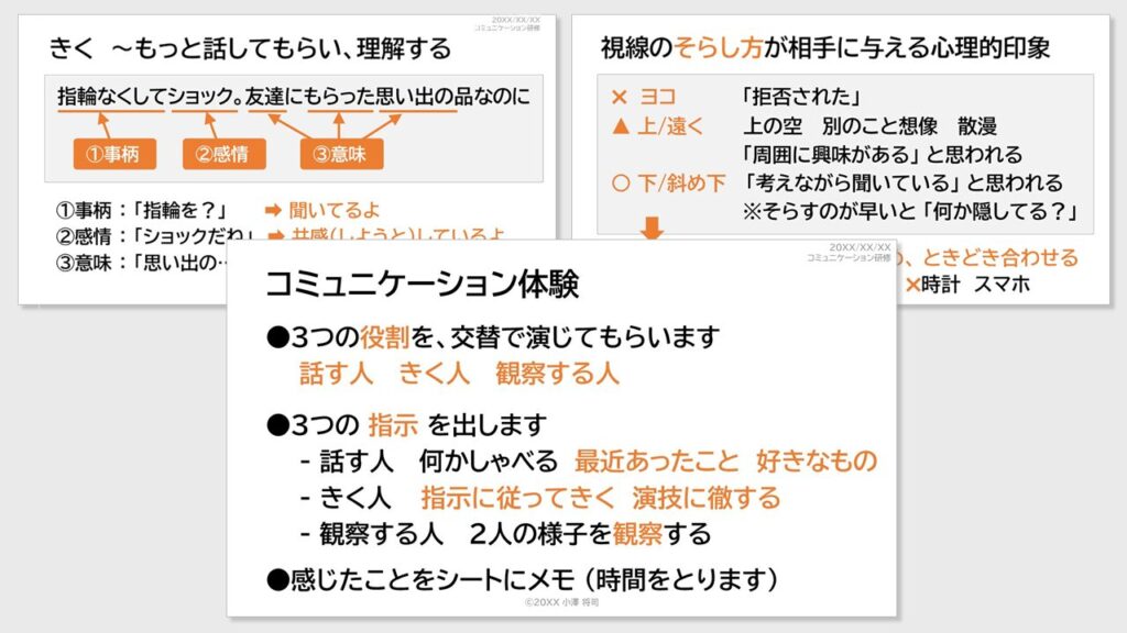 コミュニケーション研修「聴き方」イメージ